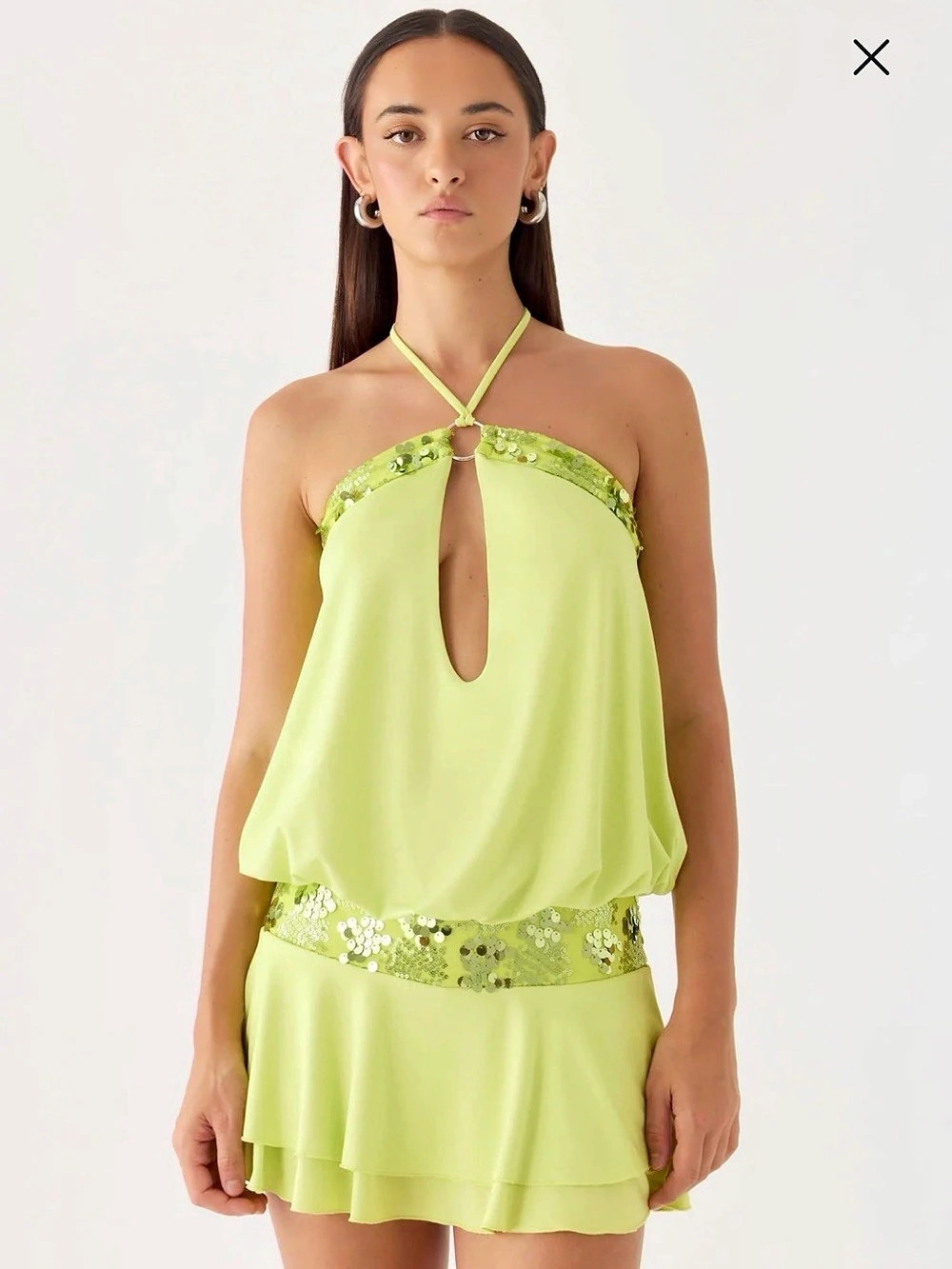 Peppermayo Green Y2k Halter Mini Dress Brand New - Picture 2 of 4